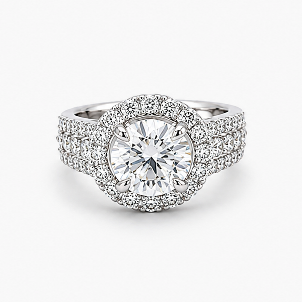Lab-Grown Diamond Halo Engagement Ring in Platinum | 3.01 CT Round Brilliant | EVS1 IGI | 1.50 CTW