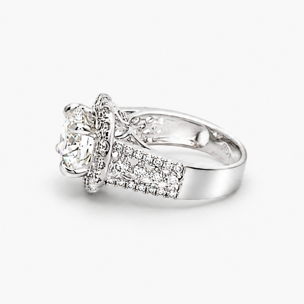Lab-Grown Diamond Halo Engagement Ring in Platinum | 3.01 CT Round Brilliant | EVS1 IGI | 1.50 CTW