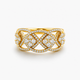 Nhẫn Đai Rộng Đan Xen Kim Cương Vàng 18K Tổng Cộng 1.40 Carat