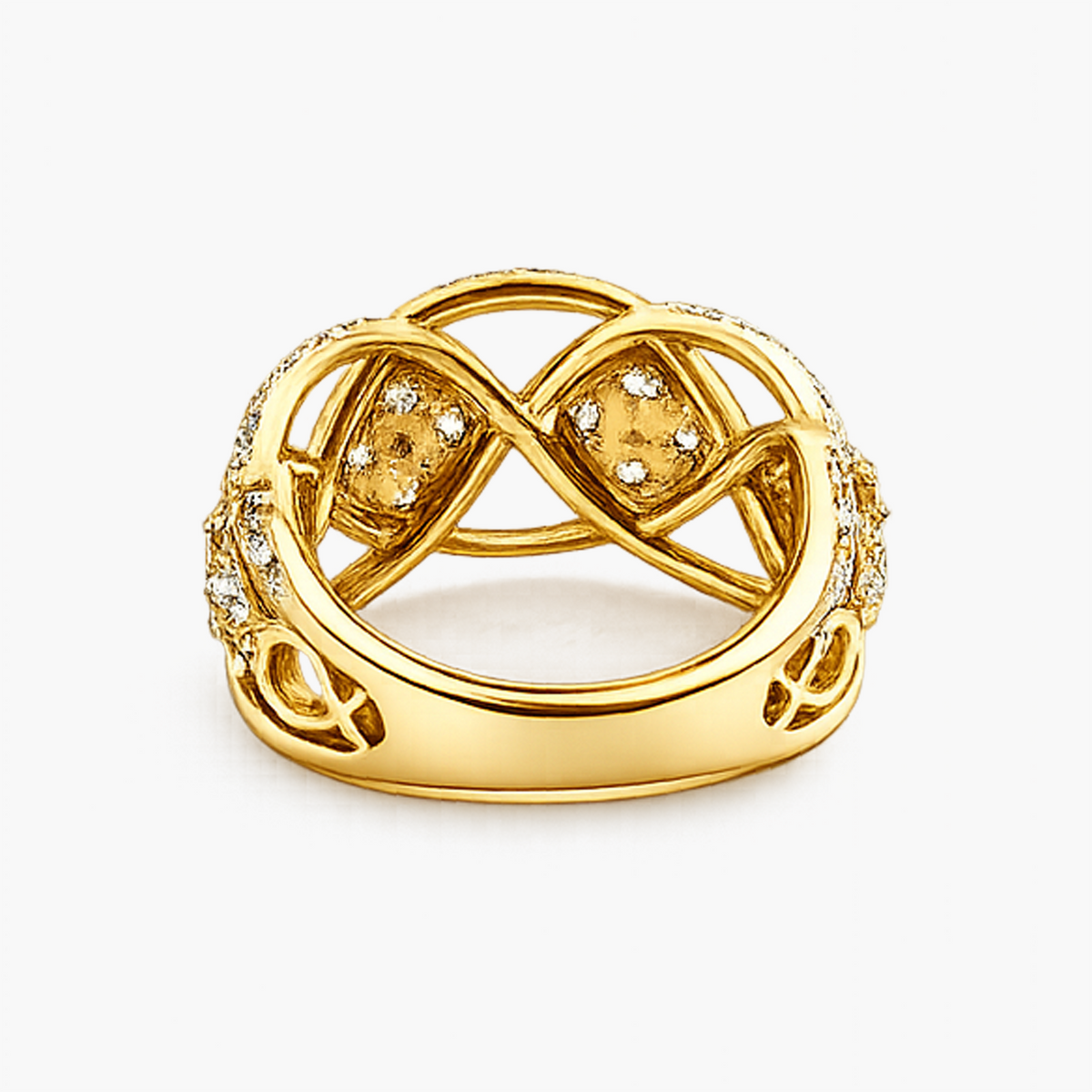 Diamond Interlace Wide Band Ring in 18K Yellow Gold 1.40CTW