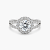 Lab Grown Round Diamond Halo Engagement Ring | 2.17 CT D/VVS1 | Split Shank | 18K White Gold