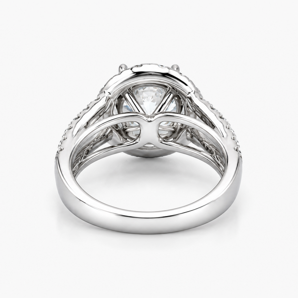 Lab Grown Round Diamond Halo Engagement Ring | 2.17 CT D/VVS1 | Split Shank | 18K White Gold