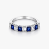 Lab-Grown Diamond & Blue Sapphire Alternating Emerald-Cut Band in 14K White Gold