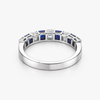 Lab-Grown Diamond & Blue Sapphire Alternating Emerald-Cut Band in 14K White Gold