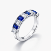 Lab-Grown Diamond & Blue Sapphire Alternating Emerald-Cut Band in 14K White Gold