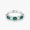 Lab-Grown Diamond & Lab Emerald Alternating Band Ring in 14K White Gold — 1.00 CTW Diamond, 0.70 CTW Emerald | Size 7