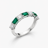 Lab-Grown Diamond & Lab Emerald Alternating Band Ring in 14K White Gold — 1.00 CTW Diamond, 0.70 CTW Emerald | Size 7