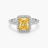Radiant Cut Fancy Vivid Yellow Lab Grown Diamond Halo Engagement Ring