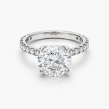 Nhẫn đính hôn kim cương nuôi cấy 3,52 CT Round Brilliant Pave Band bằng bạch kim