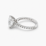 Nhẫn đính hôn kim cương nuôi cấy 3,52 CT Round Brilliant Pave Band bằng bạch kim