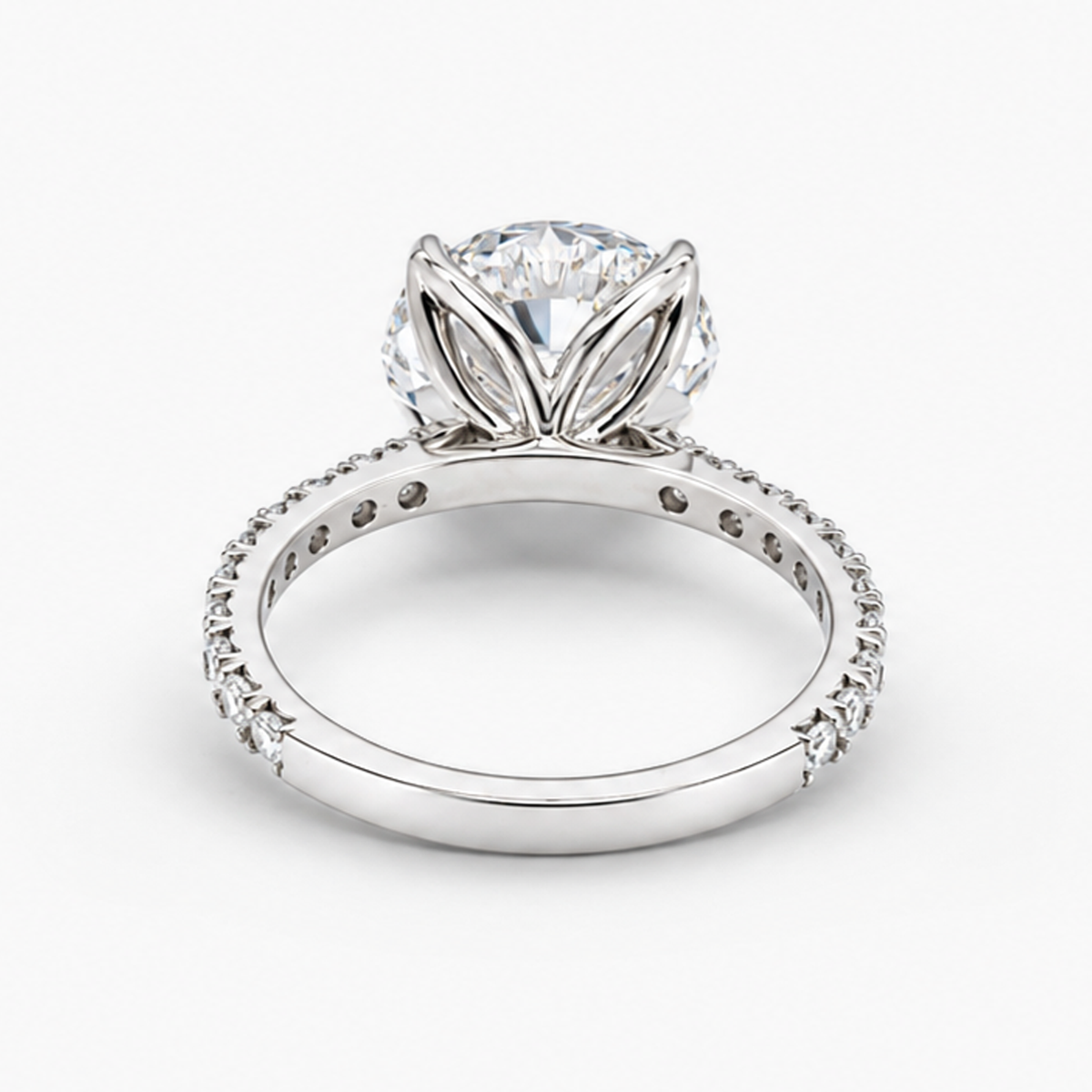 3.52 CT Round Brilliant Lab Grown Diamond Engagement Ring in Platinum with Pave Band