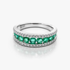 14K White Gold Lab-Grown Emerald & Diamond Band Ring | 0.81 CTW Emerald, 0.31 CTW Diamond | Size 6.5