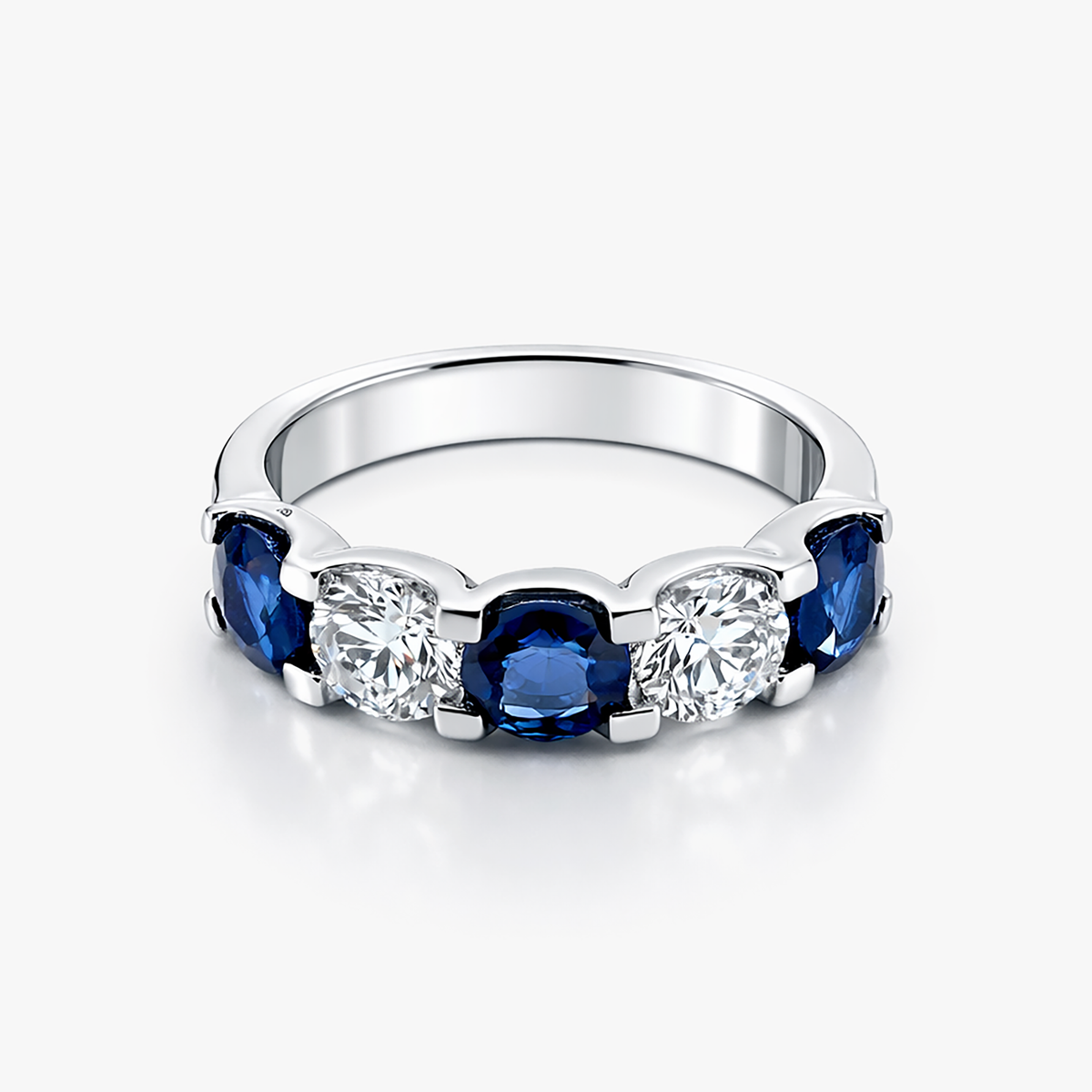 Lab-Grown Diamond & Sapphire Five-Stone Band in 14K White Gold (1.01 CTW Diamonds / 1.79 CTW Sapphires)