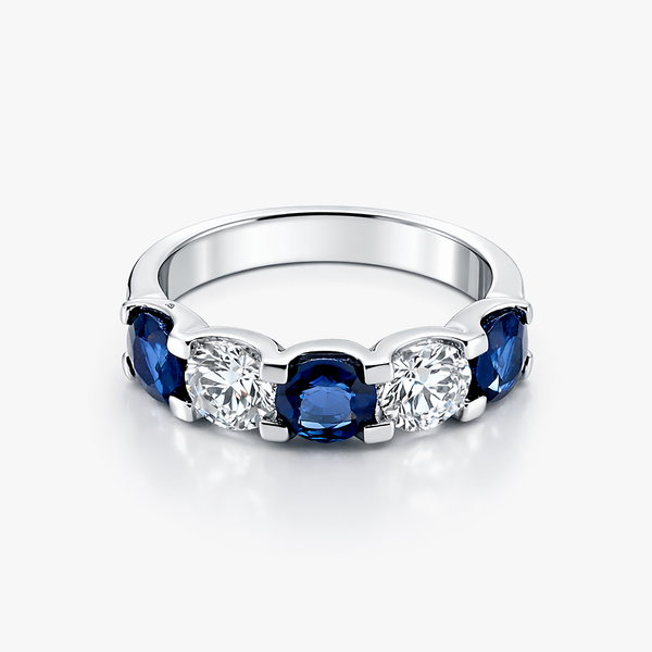 Lab-Grown Diamond & Sapphire Five-Stone Band in 14K White Gold (1.01 CTW Diamonds / 1.79 CTW Sapphires)