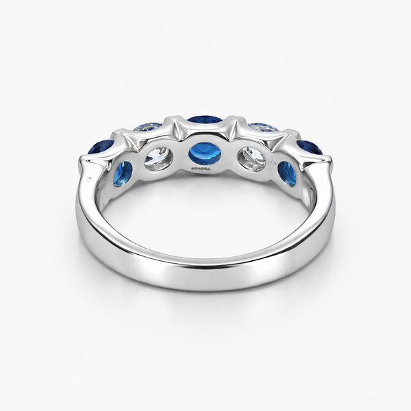 Lab-Grown Diamond & Sapphire Five-Stone Band in 14K White Gold (1.01 CTW Diamonds / 1.79 CTW Sapphires)