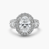 Lab Grown Oval Diamond Double Halo Engagement Ring | 3.42 ct D/VVS2 | 18K White Gold