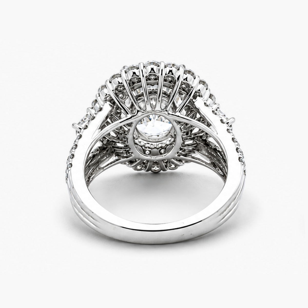 Lab Grown Oval Diamond Double Halo Engagement Ring | 3.42 ct D/VVS2 | 18K White Gold