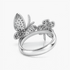 Double Butterfly Diamond Ring in 14K White Gold
