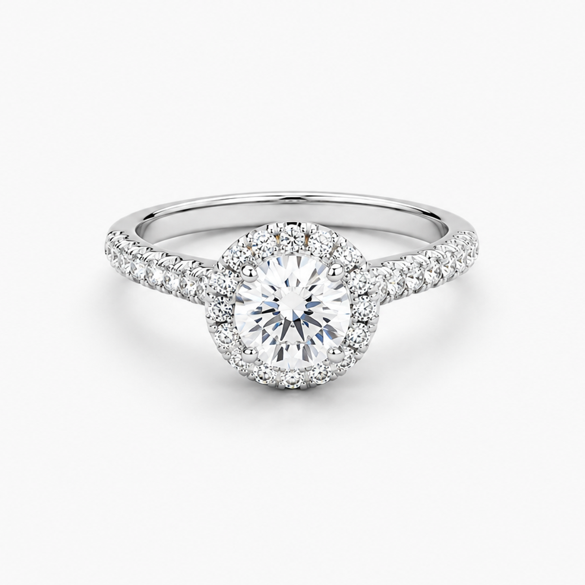 Round Lab-Grown Diamond Halo Engagement Ring in 14K White Gold