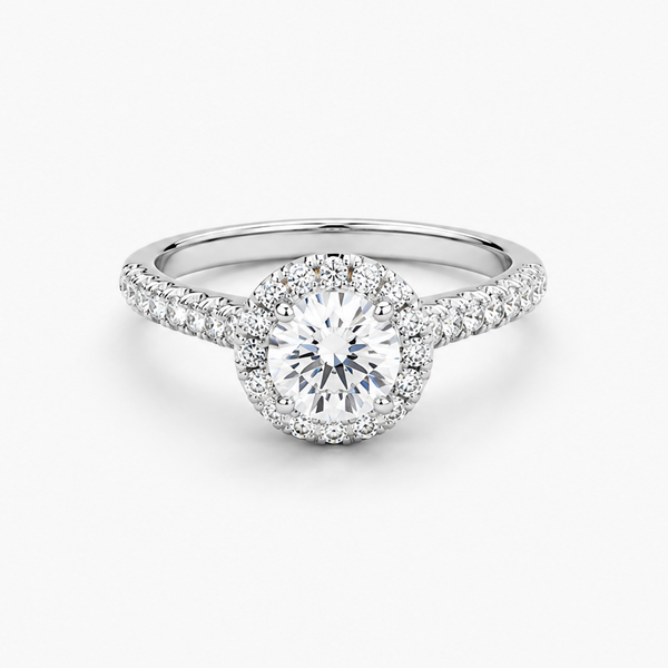Round Lab-Grown Diamond Halo Engagement Ring in 14K White Gold