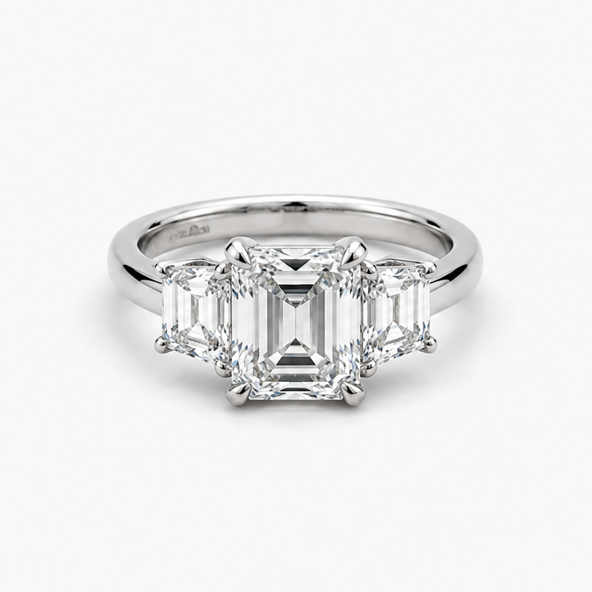 Three-Stone Lab-Grown Diamond Asscher-Cut Engagement Ring in Platinum | 4.00 CT Center | IGI Certified