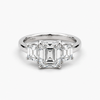 Three-Stone Lab-Grown Diamond Asscher-Cut Engagement Ring in Platinum | 4.00 CT Center | IGI Certified