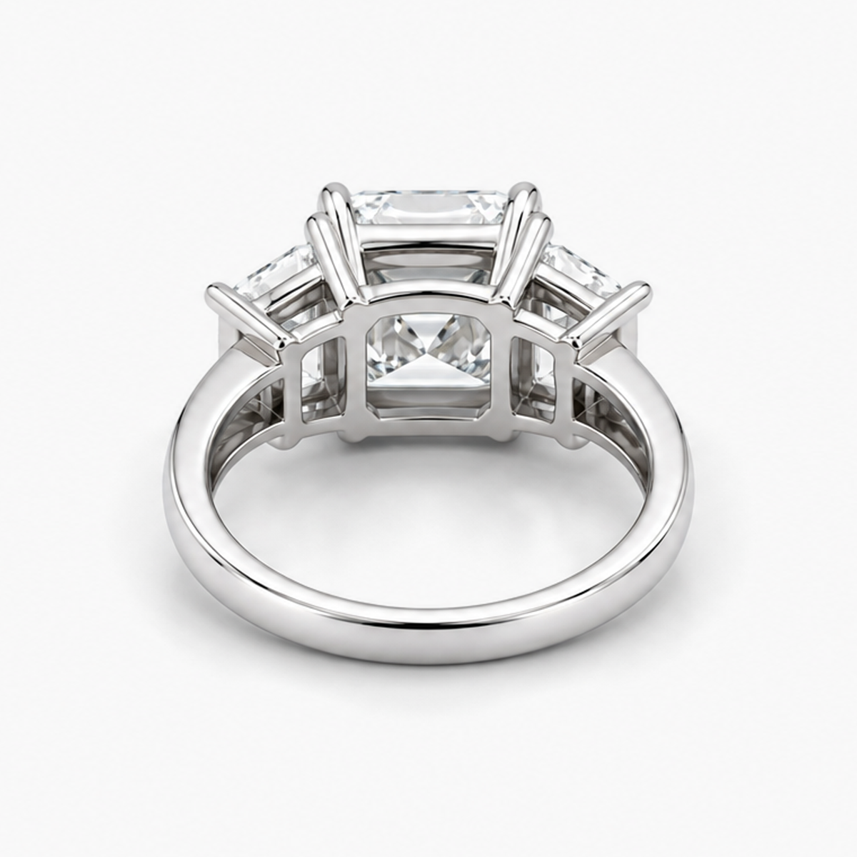 Three-Stone Lab-Grown Diamond Asscher-Cut Engagement Ring in Platinum | 4.00 CT Center | IGI Certified