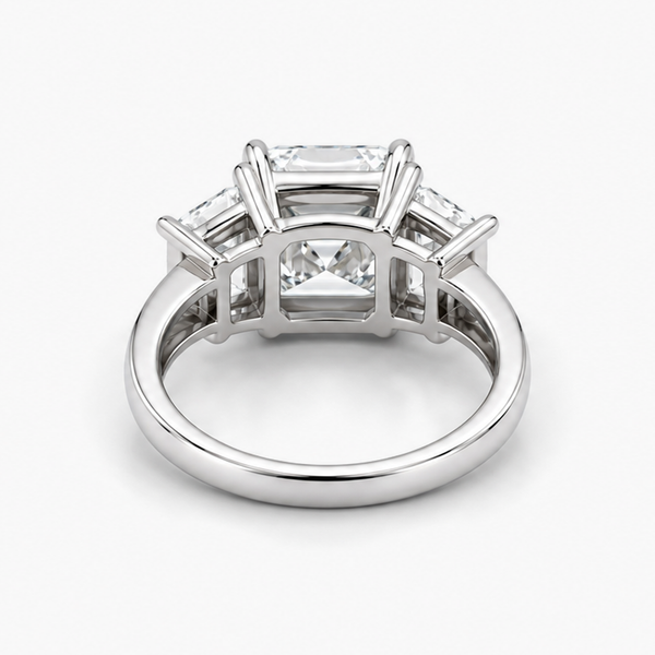 Three-Stone Lab-Grown Diamond Asscher-Cut Engagement Ring in Platinum | 4.00 CT Center | IGI Certified