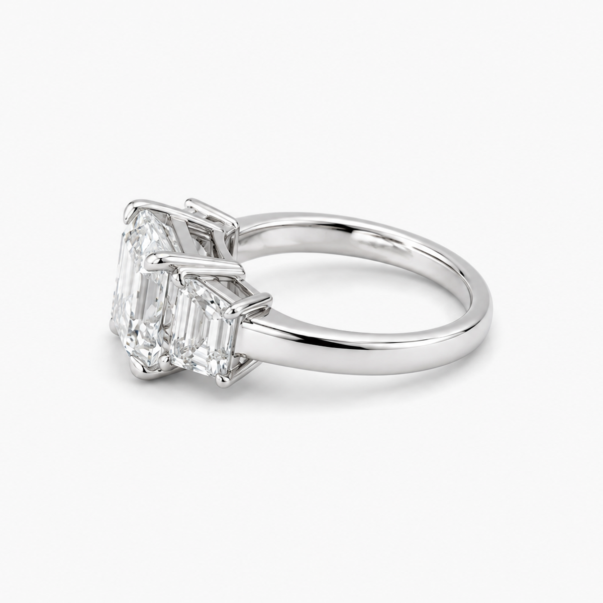Three-Stone Lab-Grown Diamond Asscher-Cut Engagement Ring in Platinum | 4.00 CT Center | IGI Certified
