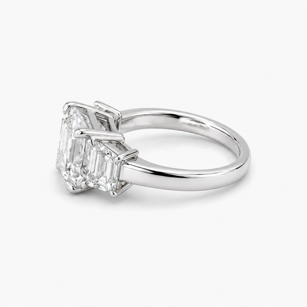 Three-Stone Lab-Grown Diamond Asscher-Cut Engagement Ring in Platinum | 4.00 CT Center | IGI Certified