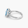 Lab-Grown Fancy Vivid Blue Princess-Cut Diamond Halo Ring in 18K White Gold