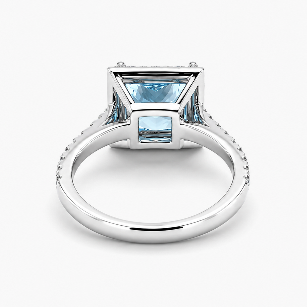 Lab-Grown Fancy Vivid Blue Princess-Cut Diamond Halo Ring in 18K White Gold
