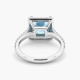 Nhẫn Halo Kim Cương Xanh Vivid Hình Vuông Công Chúa Trồng Trong Phòng Thí Nghiệm Vàng Trắng 18K