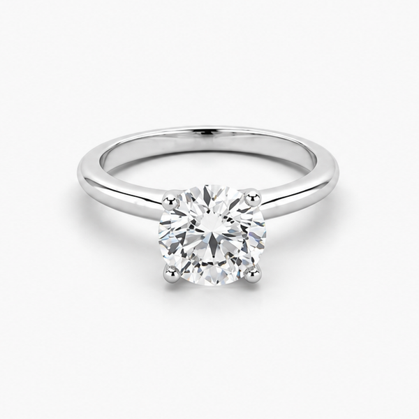 1.50 Carat Round Brilliant Natural Diamond Solitaire Engagement Ring in 18K White Gold