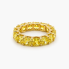 Fancy Yellow Cushion Cut Lab Grown Diamond Eternity Band in 18K Yellow Gold