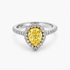 Fancy Yellow Pear Diamond Halo Engagement Ring 2.24 CTW Platinum and 14K Yellow Gold