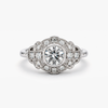 Vintage-Inspired Round Natural Diamond Ring with Bezel-Set Center and Milgrain Halo in 18K White Gold (1.30 CTW)