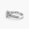 Pear-Cut Natural Diamond Halo Ring with Pavé Shank in 18K White Gold
