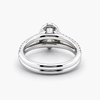 Pear-Cut Natural Diamond Halo Ring with Pavé Shank in 18K White Gold