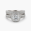 Vintage Floral Halo Natural Diamond Bridal Set in 14K White Gold (1.92 CTW)