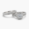 Vintage Floral Halo Natural Diamond Bridal Set in 14K White Gold (1.92 CTW)