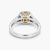 Cushion Cut Fancy Yellow Diamond Halo Engagement Ring in 18K White and Yellow Gold
