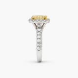 Nhẫn Đính Hôn Kim Cương Fancy Yellow Cut Cushion, Chứng Nhận GIA 1.00 CT, Vàng Trắng và Vàng 18K
