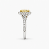 Fancy Yellow Cushion Cut Diamond Halo Engagement Ring, 1.00 CT GIA Certified, 18K White and Yellow Gold