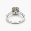 Fancy Yellow Cushion Cut Diamond Halo Engagement Ring, 1.00 CT GIA Certified, 18K White and Yellow Gold