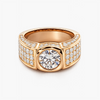 Lab Grown Diamond Bezel Set Pave Band Ring in 18K Rose Gold, 2.09CT Center with 1.0CTW Pave Accents, IGI Certified