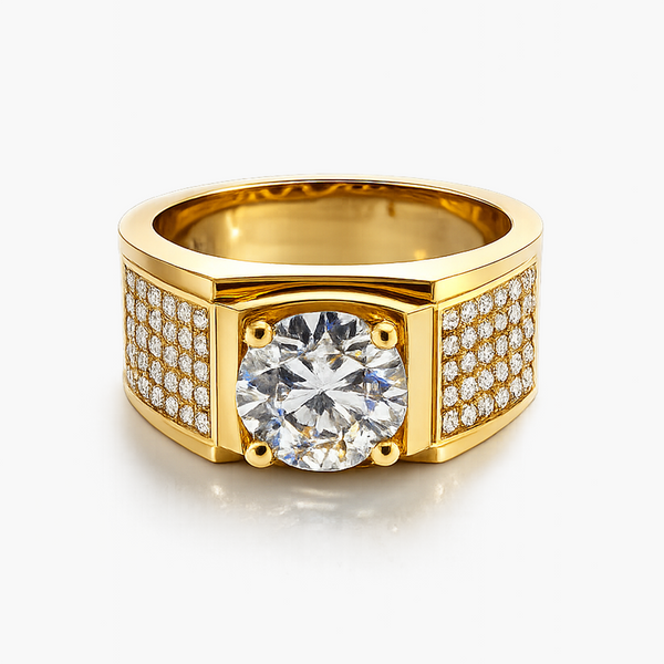 Lab Grown Diamond Statement Ring in 18K Yellow Gold | 2.14CT H/VS1 IGI + 0.96CTW Pave