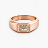 Emerald Cut Fancy Light Yellow Diamond Bezel Set Signet Ring in 18K Rose Gold