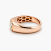 Emerald Cut Fancy Light Yellow Diamond Bezel Set Signet Ring in 18K Rose Gold