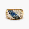 Sapphire and Diamond Pave Diagonal Band Ring in 18K Yellow Gold